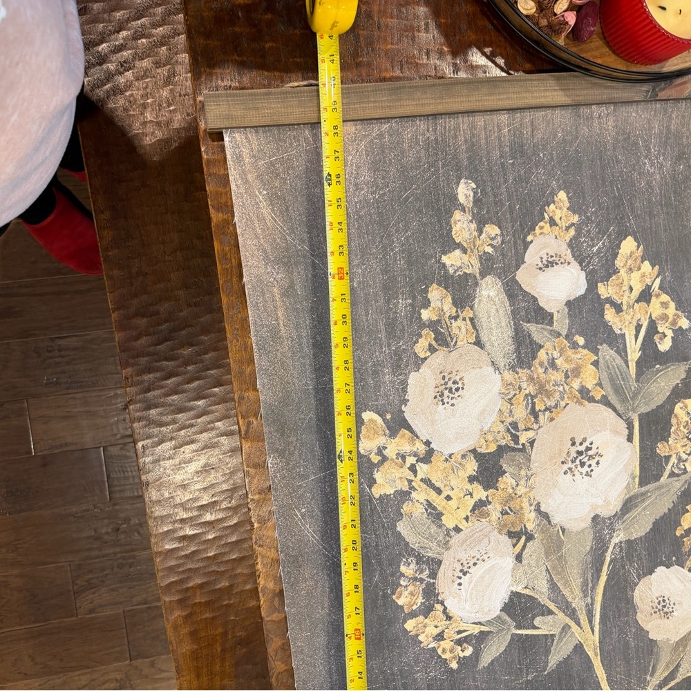 Elegant Floral Canvas Art - Gray and Cream - Picture 3 of 7